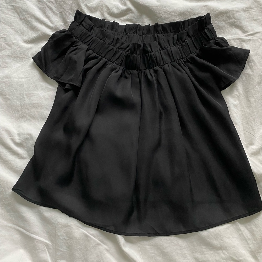 Black semi sheer off the shoulder top